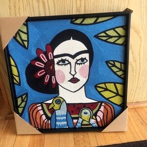 Handcrafted Fiber Art Portrait Wall Hanging - Blue & Multicolor